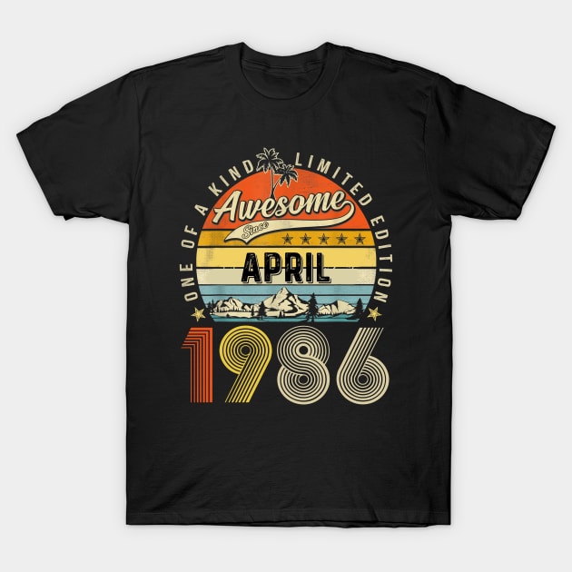 Awesome Since April 1986 Vintage 37th Birthday T-Shirt by Red and Black Floral